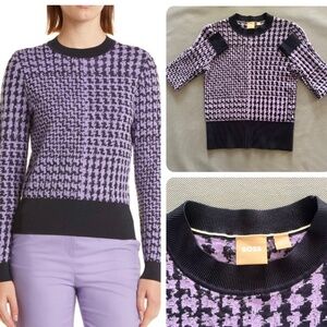 BOSS Favianna Wool & Cotton Blend Sweater in Paisley Purple Fantasy Size X-Small